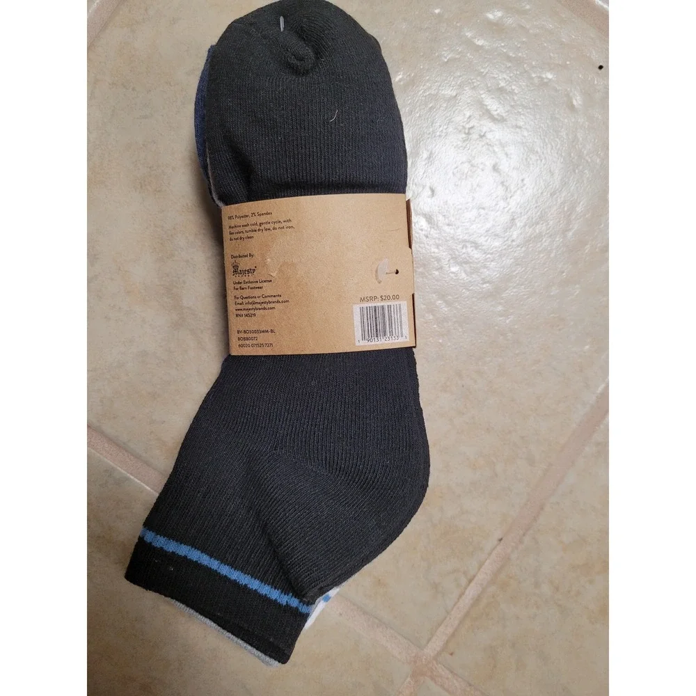 Born Mens 5 Pair 1/2 Cushion Warm 1/4 Socks Navy White Grey Black Size 6-12 NWT
